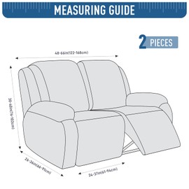 TAOCOCO Recliner Loveseat Cover, Stretch Jacquard Reclining Loveseat Cover Furniture Protector Sofa Slipcovers 2 Seat Recliner Covers with Elastic Bottom for Kids, Pets (Chocolate)