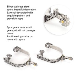 Cowboy Spurs, Boot Spurs, Stainless Steel Exquisite Silver Multipurpose Decorative Equestrian Competition for Horse Training Farm Dressage