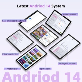 2024 Newest Android 14 Tablet, 10 inch Tablet Incell Screen with 8-Core, 12GB RAM 128GB Storage, HD Display, 6000mAh, 2.4G+5G WiFi, Metal Body, Plimpton P70 (Silver)