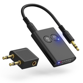 Bluetooth Transmitter Receiver, 2 in 1 Bluetooth 5.3 Adapter for Flight Supports to 2 AirPods/Headphones Blueteeth Transmitter for TV Wireless Audio Adapter for Flight, Car, Gym, Home Stereo