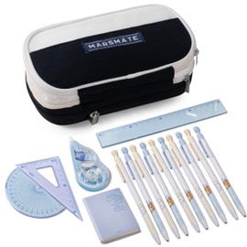 MARSMATE 𝗠𝗔𝗥𝗦𝗠𝗔𝗧𝗘 Pencil case| Large Capacity Pencil Case|Canvas Fabric Pencil Pouch| Best Pencil Pouch for Stationary Items| 6 Compartments Pencil Case (Black)