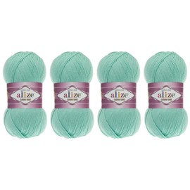 55% Cotton 45% Acrylic Yarn Alize Cotton Gold Thread Crochet Hand Knitting Art Lot of 4skn 400 gr 1444 yds (15-Water Green)