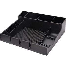 Stylist Tool Box Organizer, Hair Accessory Organizer, Salon Hair Clipper, Professional Hair Clipper Workstation, Holds 3 Trimmers, Multi-Compartment Design, with Scissor Slot (Black)