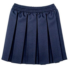 L S U Girls School Skirts Box Pleated Fully Elasticated Waist Skirt Kids School Uniform New (7-8 Years, Navy Blue)
