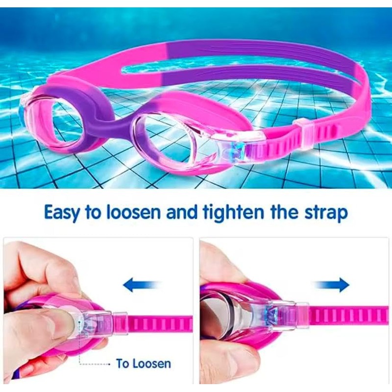 Kids Swim Goggles - Anti-fog lense, Attractive Colors, Unisex, Polycarbonate
