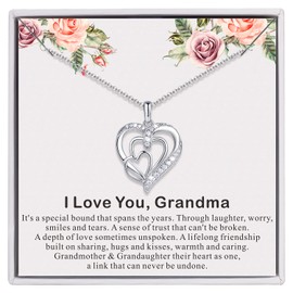 AM ANNIS MUNN Grandma Necklace for Three Generations - Heart-Shaped Jewelry Birthday Gift