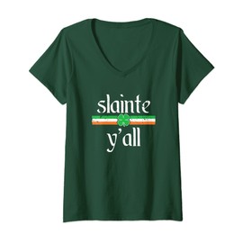 Womens Funny St Patricks Day Shirt Irish Toast Cheers Slainte Y'all V-Neck T-Shirt