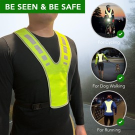 MaximalPower Reflective Vest for Walking at Night - Adjustable Reflective Safety Gear for Men, Women, Kids - Reflective Belt Sash for Running, Walking, and Biking (1x Medium Vest)