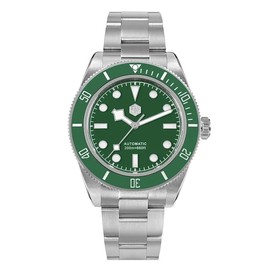 San Martin Watches for Men - NH35 Movement Automatic Dive Watch SN008GC 40mm Mens Watch 20Bar Waterproof Sapphire Crystal Luminous Mechanical Wristwatch (Enamel Light Green)