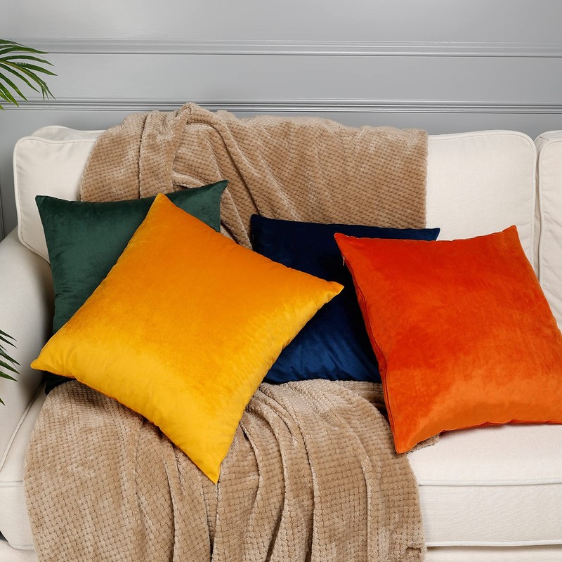 Pack of 2, Velvet Super Soft Solid Decorative Square Throw