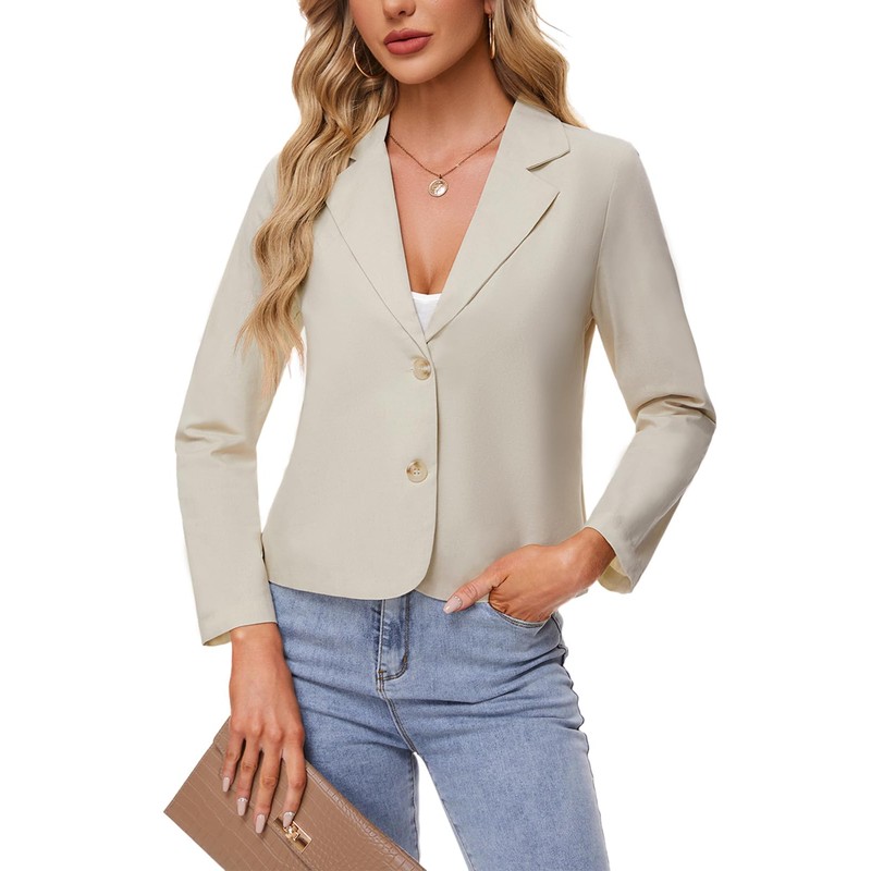 MINTLIMIT Cotton Linen Blazer for Women Button Front Long Sleeve