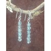 Sterling Silver Aquamarine Natural Gemstone Beaded Bar Dangle Earrings -