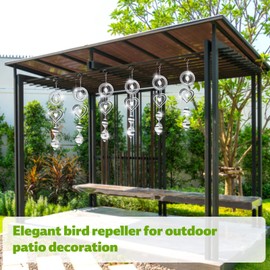 3 Sets Bird Frighten Devices for Outside, 3D Reflective Stainless Steel Wind Spinners Discs Bird Reflectors to Keep Woodpeckers, Pigeons Away from Window House Patio Yard Orchards