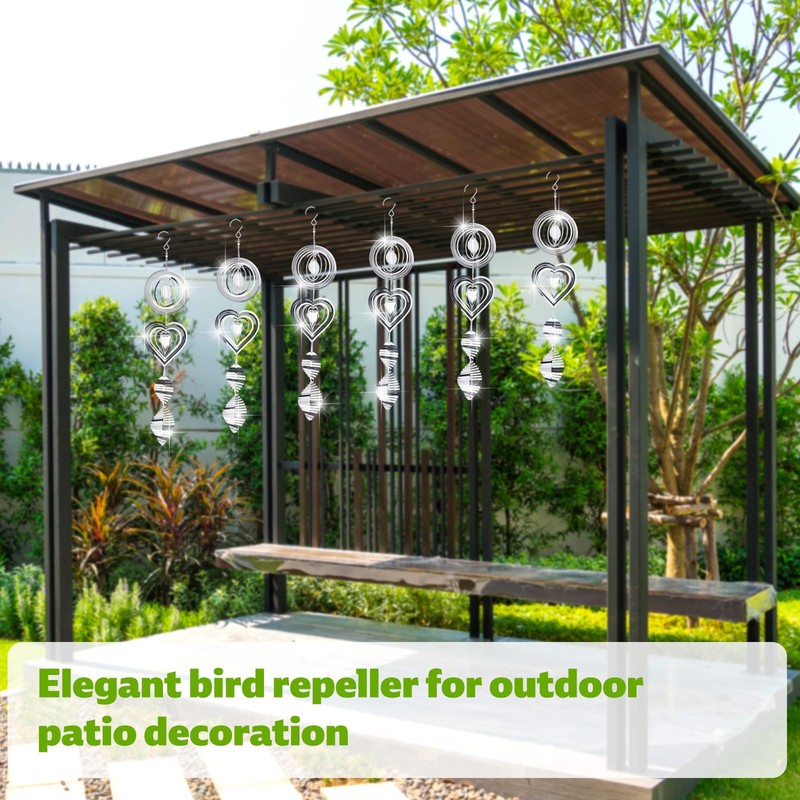 3 Sets Bird Frighten Devices for Outside, 3D Reflective Stainless