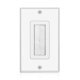 1-Gang Wall Plate Brush Style Opening Passthrough Low Voltage Cable Plate in-Wall Installation for Speaker Wires, Coaxial Cables, HDMI Cables, or Network/Phone Cables