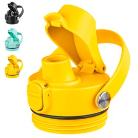 Diumepo Lids for YETI Rambler 12oz 18oz 26oz 36oz 64oz Water Bottle, Replacement Cap for Yeti Rambler Bottle with Flexible Handle, BPA Free (Yellow)