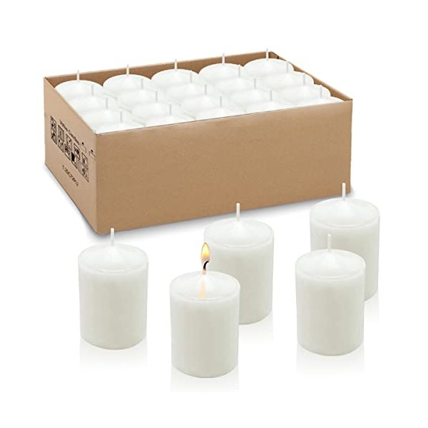 Amusaer White Votive Candles, 20 Packs Unscented Wax Candles for Wedding, Party & Home (15 Hour), 1.5''D x 2.25''H