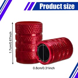 Lyxheth Aluminum Tire Stem Valve Caps, Wheel Valve Covers, Car Dustproof Tire Cap Cover Accessories, Universal Stem Covers for SUV, Car, Bike and Motorcycle, Hexagon Shap (Red / 4Pcs)