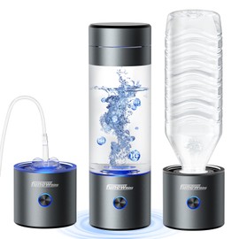 Hydrogen Water Bottle Generator, 3000-5000ppb Portable Water Ionizer Machine with SPE/PEM Technology in 5-Minute Electrolysis, Rechargeable Hydrogen Rich Cup for Home Office Travel & Fitness