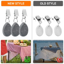 DAWRIS Pack of 8 tablecloth weights, natural stone with clip, tablecloth holder, outdoor tablecloths, weight for outdoor use with steel clamp, tablecloths, weights, outdoor