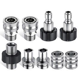 Pressure Washer Quick Connect Adapter Kit, M22 14mm to 3/8" Swivel Fittings Set, Stainless Steel Quick Release Coupler for Pressure Washer Hose Spray Gun Wand Pump, 9 Pack