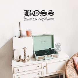 Vinyl Wall Art Decal - Boss Built On Self Success - 10" x 25" - Trendy Motivational Self Esteem Quote Sticker for Home Bedroom Living Room Work Office Decor (Black)