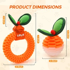 LIFLIX 2-Pack Durable Bite and Brush Dog Toys, TPU Dog Teeth Cleaning Toys for Puppy Teething, Dental Chew Toys for Small and Medium Dogs