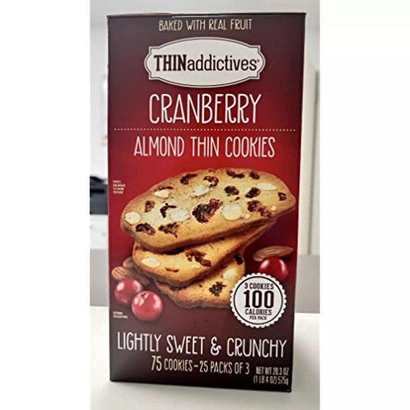 Thin Addictives Cranberry Amêndoa Thins Crunchy 25 Pack 1 Caixa