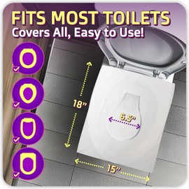 Disposable Toilet Seat Cover - Biodegradable and Flushable Toilet Seat Liners for Public Toilets | Compact White Toilet Seat Covers Disposable | One Size Fits All Travel Essentials Toiletries | FIFCO