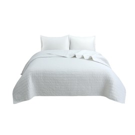 MarCielo 3-Piece 100% Cotton Oversized Bedspread Set Coverlet Set Lightweight Quilt Set Stitching Farmhouse Bedding Set (Queen (100"x106"), White)