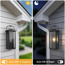 Lawyettle Dusk to Dawn Outdoor Wall Light, 18 Inch Outside Wall Sconce with E26 Socket, Modern Matte Black Outdoor Wall Mount Lights, Waterproof Exterior Lighting Fixtures for Garage, Porch, Yard
