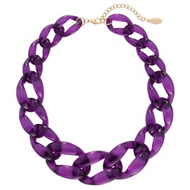 Bocar Statement Chunky Fashion Acrylic Beads Choker Cube Link Chain Necklace for Women Gifts(NK-10510-purple)