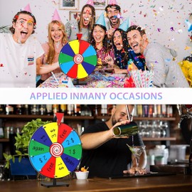 14 Inch Spinning Prize Wheel- 10 Slots Heavy Duty Color Tabletop Roulette Spinner of Fortune Spin The with Dry Erase Marker and Eraser Win Game for Trade Show, Carnival Classic Series (14 Inch)