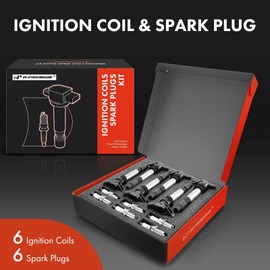 A-Premium Ignition Coils and Spark Plugs Kits Compatible with Volvo XC60 2010-2011, XC90 2007-2011, S60 2011-2012, S80 2007-2011, XC70 2008-2011, V70 2008-2010 & Land Rover LR2 2008-2012 6-PC Set