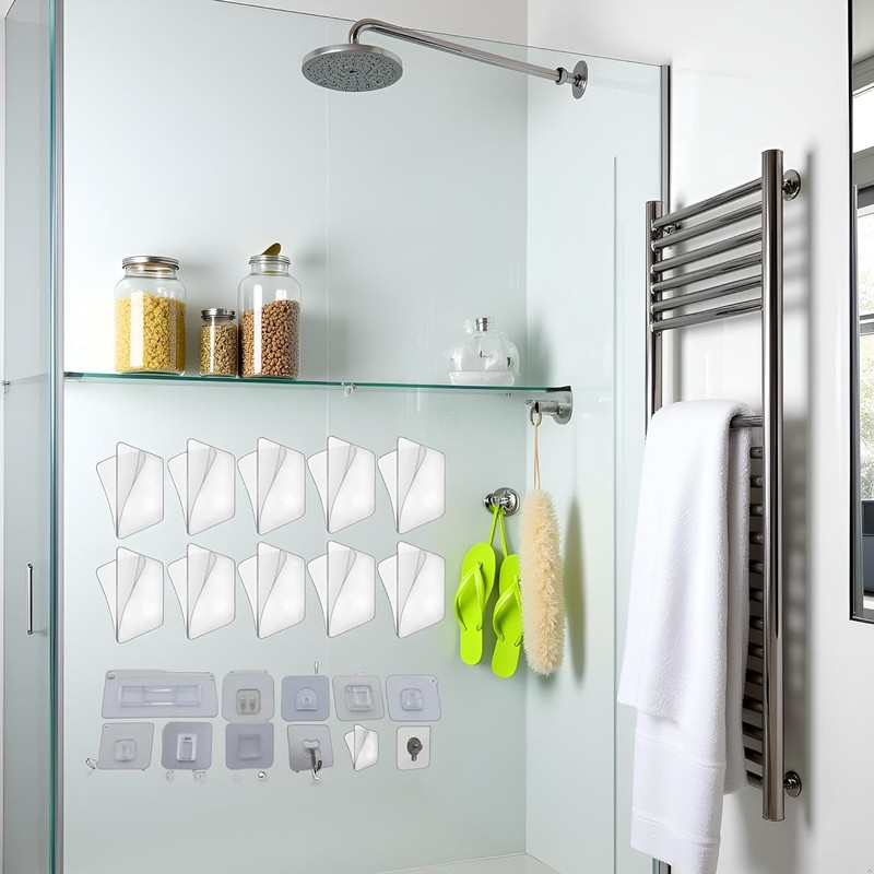 Jowxsx 10Pcs Transparent Wall Mounted Replacement Sticky Pads Shower Caddies