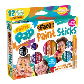 Paint Pop Paint Sticks For Kids - 12 Pack Face Paints Assorted Colours - Twist & Paint, Mess-Free, Fast Drying Action, Easy Clean Up, Vibrant Colours,25 Milliliters