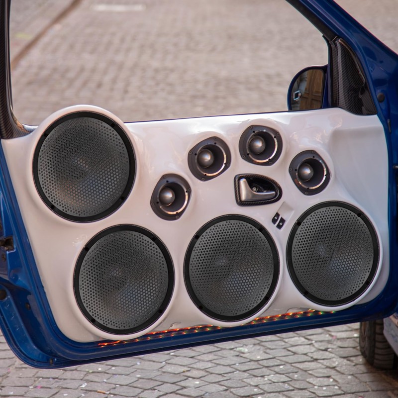 QWORK 4-Pack 8'' Black Plastic Audio Speaker Cover, Durable Subwoofer