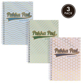 Pukka Pad Haze A5 Jotta Notebook – Pack of 3 Card Cover Wire-Bound Notepads with 200 Pages, 100 Sheets of 80GSM 8mm Feint Ruled Paper – 4-Hole Punched for School Notes, Office Projects, and Home Memos