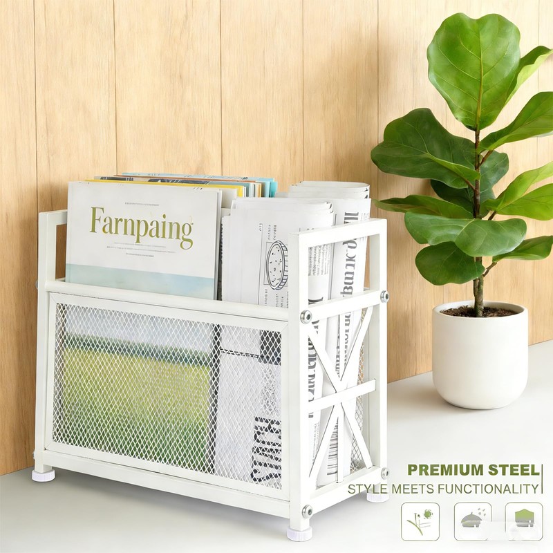 WeGXY White Magazine Holder, Magazine File Holder