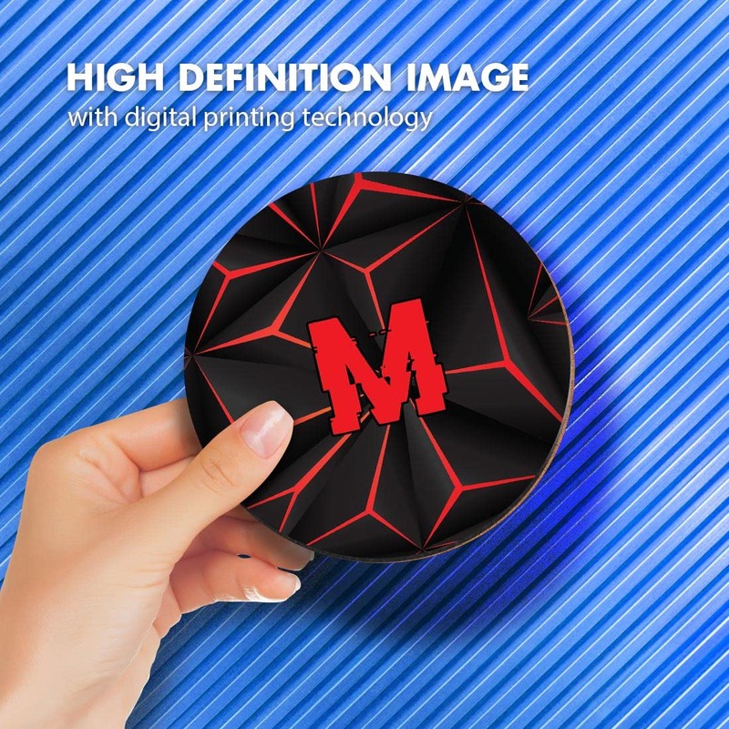 1 x Round Coaster - Letter M Gamer Black Red