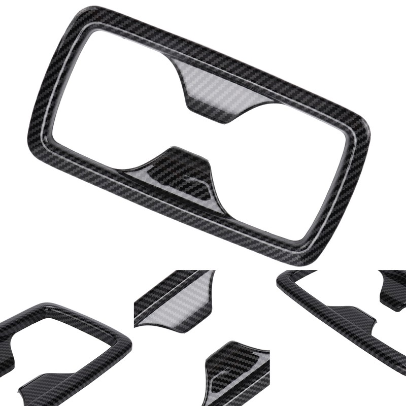 Rear Water Cup Holder Panel Frame Trim Carbon Fiber Style