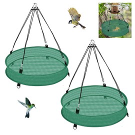 2Pcs Bird Seed Catcher Tray for Hanging Bird Feeder Platform, 4" Deep Birdseed Hoop for Hummingbird Feeders Bee Feeder Outdoor Garden Accessories (Green, 24inch)