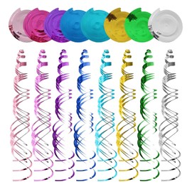 YINGLUOEU Pack of 48 Hanging Spirals Multicoloured Foil Swirl Garland Ceiling Hanger Spiral Streamers for Weddings Birthday Christmas Decoration Party Decoration