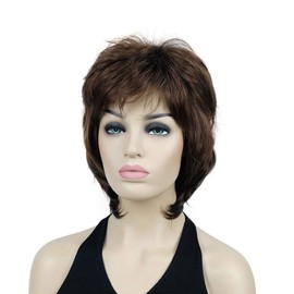 Lydell Short Length Layered Shaggy Full Hair Synthetic Women Cosplay Wigs Light Auburn