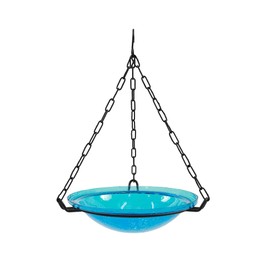Achla Designs 201-6024 Crackle Glass Hanging, 12-in, Teal Birdbath