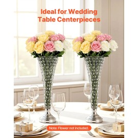 4 PCS Easy Installation Vers Crystal Cylinder Banquet Vases 20 Tall Wedding Flower Table Centerpieces & Table DecorationsQuantity: 4 Pieces, size: Size 20 inch