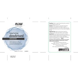 NOW Solutions, Long Lasting Deodorant, Unscented, Paraben & Aluminum Free, 2.2-Ounce