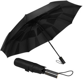POLARAY Folding Umbrella - Lightweight and Portable | Durable Canopy Material | Strong Windproof Structure | One-touch Open and Close | Neat Storage, 12inch, black