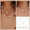 ZENGSING Initial Pearl Necklace Women's Initial Pendant Necklace for Women