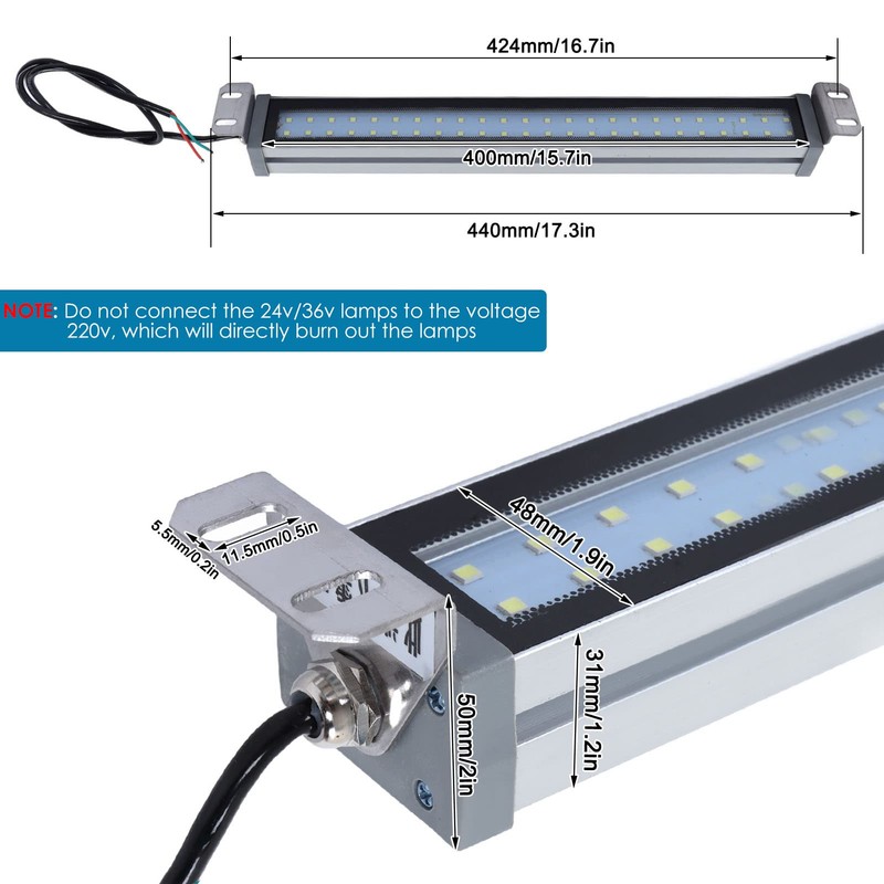 24V 12W LED Tube Light, CNC Machine Work LED Shop